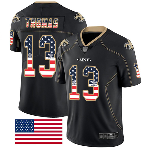 Men New Orleans Saints Limited Black Michael Thomas Jersey NFL Football #13 Rush USA Flag Jersey